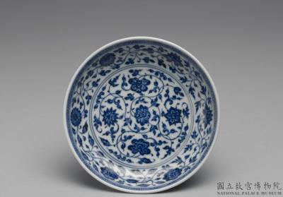 图片[3]-Dish with Indian lotus scrolls in underglaze blue, Qing dynasty, Qianlong reign (1736-1795)-China Archive